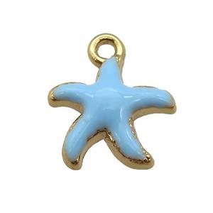 copper Starfish pendant with blue enamel, gold plated, approx 13mm [FN25500]