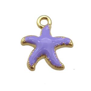 copper Starfish pendant with lavender enamel, gold plated, approx 13mm [FN25502]