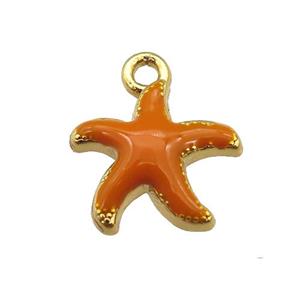 copper Starfish pendant with brown enamel, gold plated, approx 13mm [FN25503]