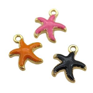 copper Starfish pendant with enamel, gold plated, mixed, approx 13mm [FN25504]