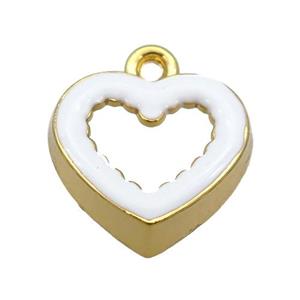 copper Heart pendant with white enamel, gold plated, approx 17.5mm [FN25514]