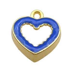 copper Heart pendant with blue enamel, gold plated, approx 17.5mm [FN25517]