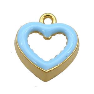 copper Heart pendant with lt.blue enamel, gold plated, approx 17.5mm [FN25518]
