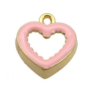copper Heart pendant with pink enamel, gold plated, approx 17.5mm [FN25519]