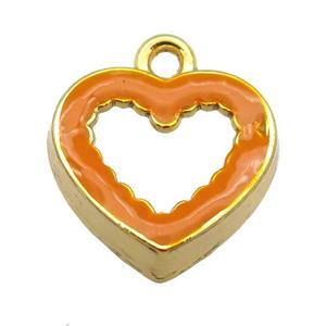 copper Heart pendant with orange enamel, gold plated, approx 17.5mm [FN25520]