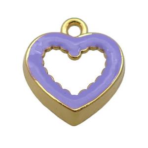 copper Heart pendant with lavender enamel, gold plated, approx 17.5mm [FN25521]