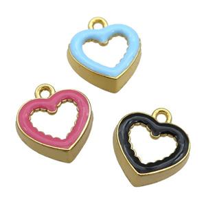 copper Heart pendant with enamel, gold plated, mixed, approx 17.5mm [FN25522]
