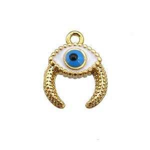 copper Evil eye pendant with white enamel, gold plated, approx 9mm [FN25540]