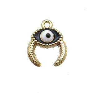 copper Evil eye pendant with black enamel, gold plated, approx 9mm [FN25541]