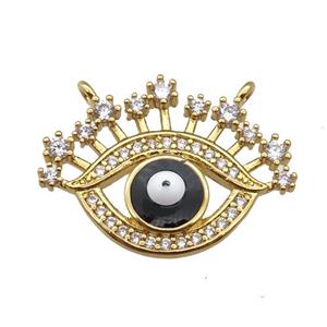 copper Eye pendant paved zircon with black enamel, gold plated, approx 17-22mm [FN25567]