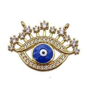 copper Eye pendant paved zircon with blue enamel, gold plated, approx 17-22mm [FN25569]