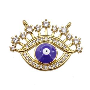 copper Eye pendant paved zircon with purple enamel, gold plated, approx 17-22mm [FN25570]