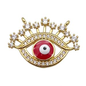 copper Eye pendant paved zircon with red enamel, gold plated, approx 17-22mm [FN25571]