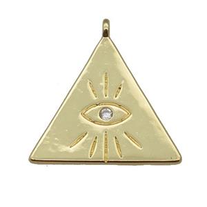 copper Triangle pendant with eye paved zircon, gold plated, approx 22mm [FN25590]