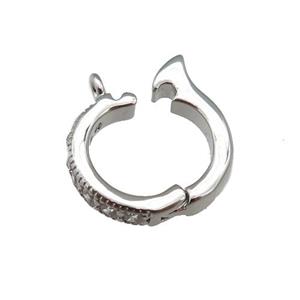 copper Clasp paved zircon, platinum plated, approx 12mm [FN25628]