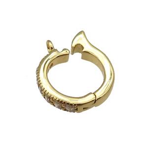 copper Clasp paved zircon, gold plated, approx 12mm [FN25629]