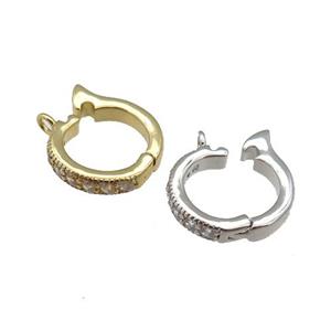 copper Clasp paved zircon, mixed, approx 12mm [FN25630]