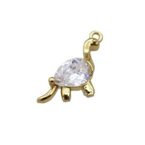 copper dragon pendant paved zircon, gold plated, approx 9-12mm [FN25632]