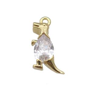 copper dragon pendant paved zircon, gold plated, approx 9-12mm [FN25635]