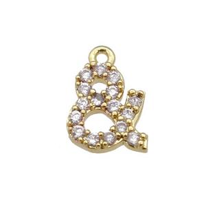 copper Symbols pendant paved zircon, gold plated, approx 6-8mm [FN25638]