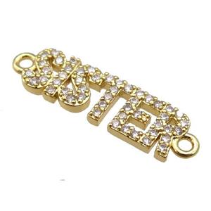 copper SISTER connector paved zircon, gold plated, approx 6.5-20mm [FN25643]