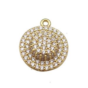 copper Cap charm pendant paved zircon, gold plated, approx 15mm [FN25646]