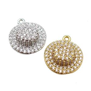 copper Cap charm pendant paved zircon, mixed, approx 15mm [FN25647]