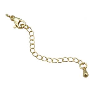 copper necklace extender, gold plated, approx 5-10mm, 50mm length [FN25656]