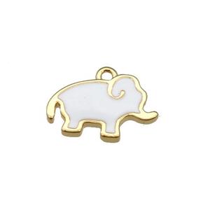 copper elephant pendant with white enamel, gold plated, approx 10-13mm [FN25657]