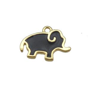 copper elephant pendant with black enamel, gold plated, approx 10-13mm [FN25658]