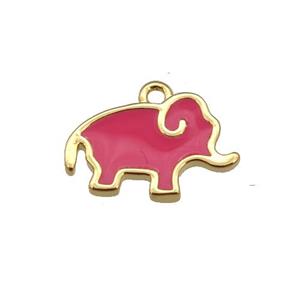 copper elephant pendant with red enamel, gold plated, approx 10-13mm [FN25659]
