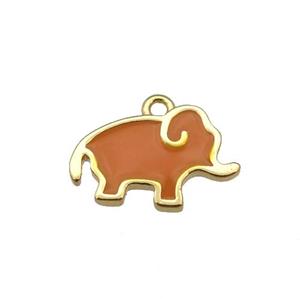 copper elephant pendant with brown enamel, gold plated, approx 10-13mm [FN25660]