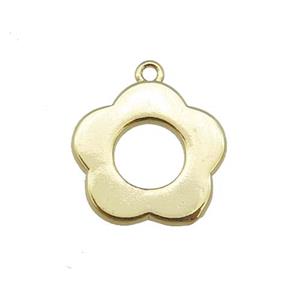copper flower pendant, gold plated, approx 12.5mm [FN25687]