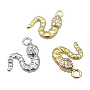 copper snake pendant paved zircon, mixed, approx 11mm [FN25710]