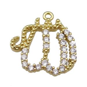 copper pumpkin pendant paved zircon, gold plated, approx 18mm [FN25723]