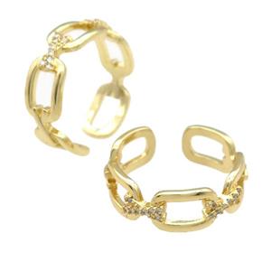 copper Ring paved zircon, gold plated, approx 7mm, 18mm dia [FN25747]