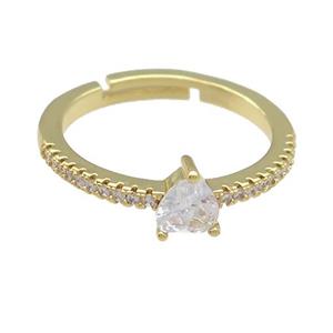 copper Ring paved zircon, adjustable, gold plated, approx 5mm, 18mm dia [FN25750]