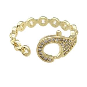 copper Ring paved zircon, gold plated, approx 8mm, 17mm dia [FN25752]