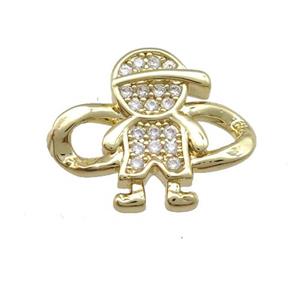 copper KidBoy connector paved zircon, gold plated, approx 14-21mm [FN25765]
