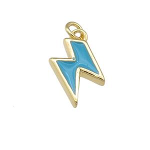 copper Lightning pendant with teal enamel, gold plated, approx 5-10mm [FN25796]