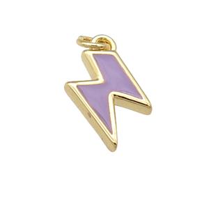 copper Lightning pendant with lavender enamel, gold plated, approx 5-10mm [FN25798]
