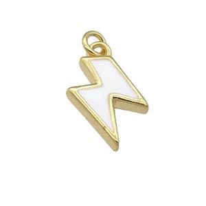 copper Lightning pendant with white enamel, gold plated, approx 5-10mm [FN25799]