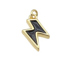 copper Lightning pendant with black enamel, gold plated, approx 5-10mm [FN25800]