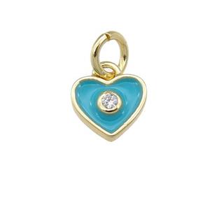 copper Heart pendant with teal enamel, gold plated, approx 6-7mm [FN25802]