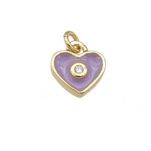 copper Heart pendant with lavender enamel, gold plated, approx 6-7mm [FN25803]