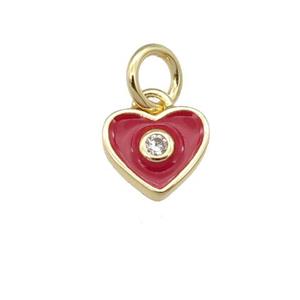 copper Heart pendant with red enamel, gold plated, approx 6-7mm [FN25804]