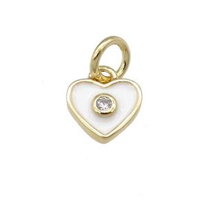 copper Heart pendant with white enamel, gold plated, approx 6-7mm [FN25805]