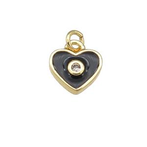 copper Heart pendant with black enamel, gold plated, approx 6-7mm [FN25806]