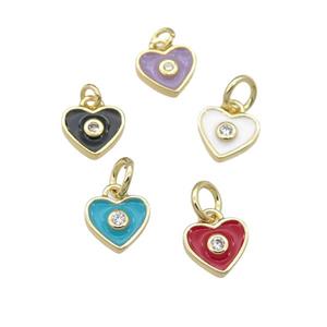 copper Heart pendant with enamel, gold plated, mixed, approx 6-7mm [FN25807]
