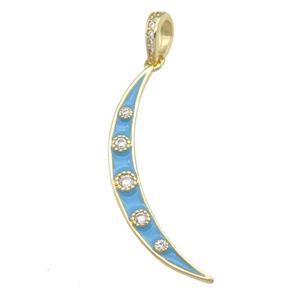 copper Moon pendant with teal enamel, gold plated, approx 4-34mm [FN25836]